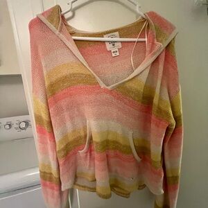 Billabong Pink and Yellow Striped Sweater